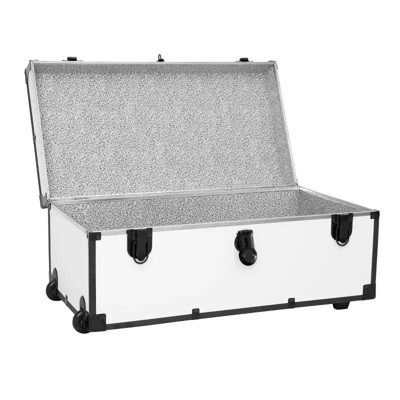 Seward Trunk 30" Paper Line Roues Noir et Blanc : Malle de Rangement Utilitaire avec Roues, Capacité de 90 kg