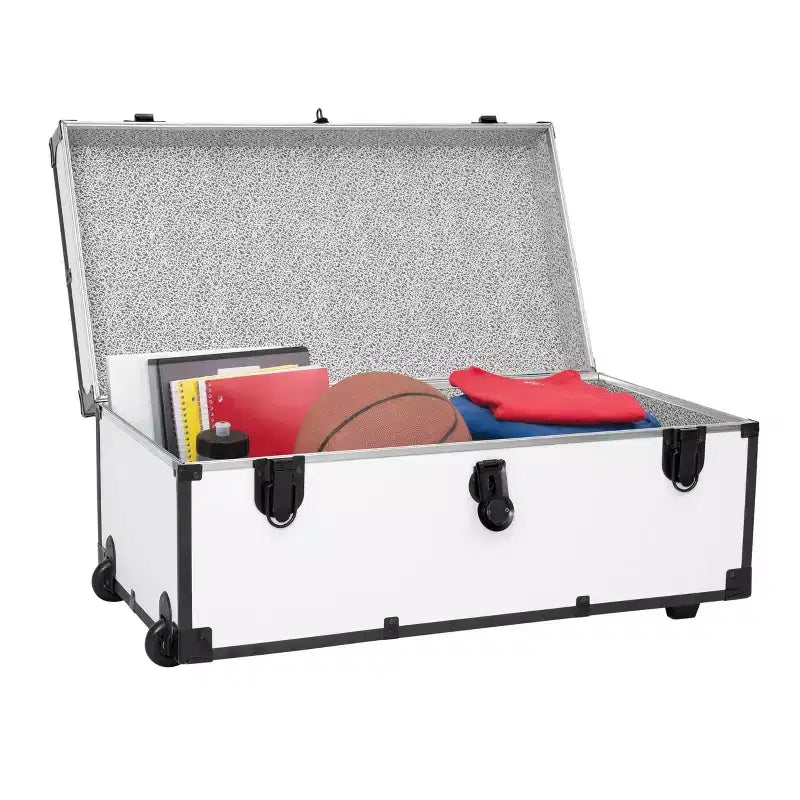 Seward Trunk 30" Paper Line Roues Noir et Blanc : Malle de Rangement Utilitaire avec Roues, Capacité de 90 kg
