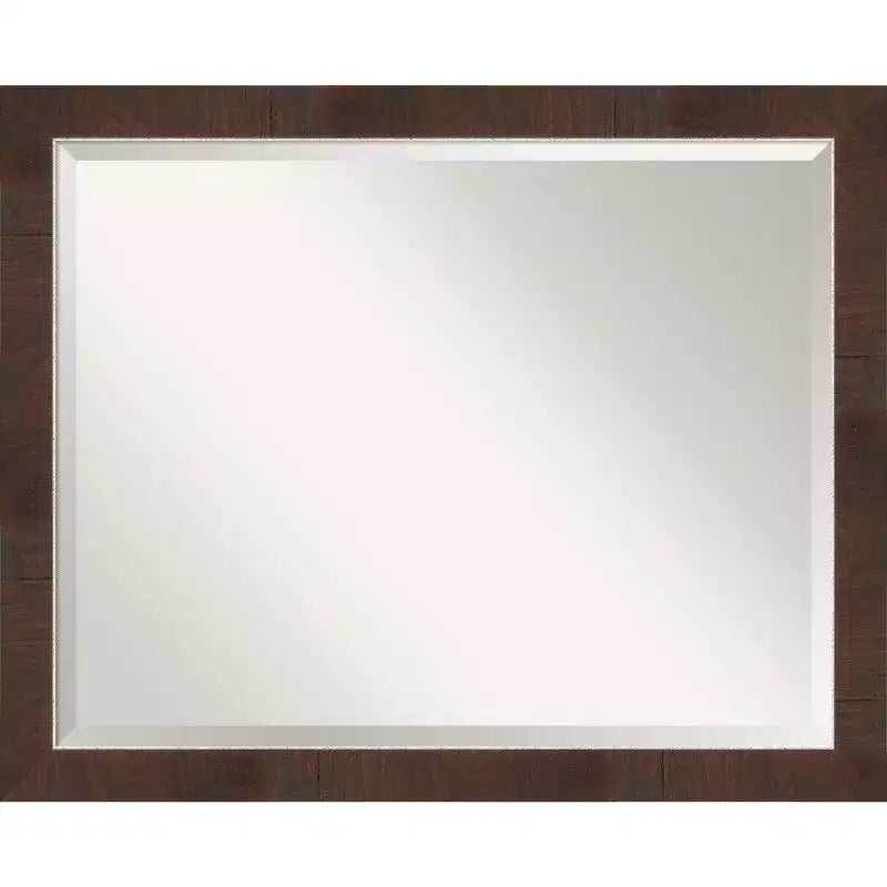 31" x 25" Wildwood Narrow Framed Wall Mirror Brown - Amanti Art