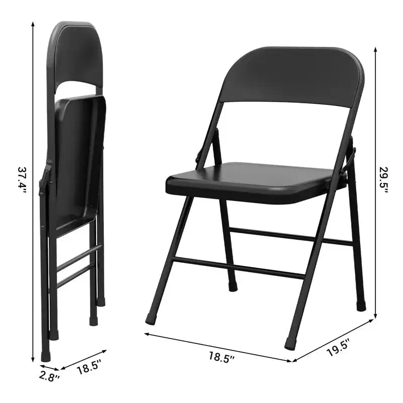 Chaises pliantes en métal, lot de 2, cadre en acier à double charnière, facilement pliables et empilables pour bureau, cuisine, salle à manger, mariage, terrasse et jardin