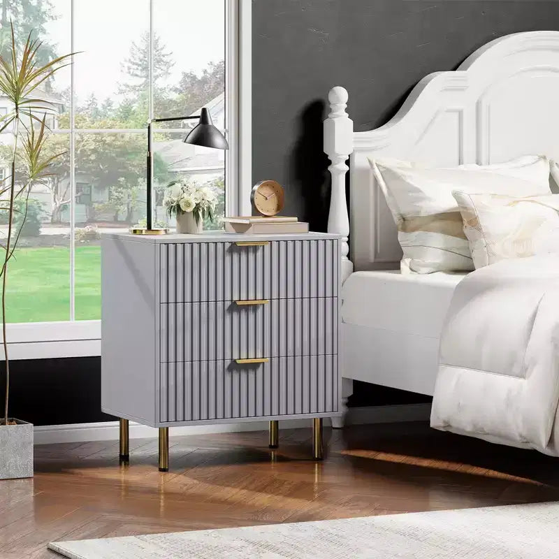 Commode à 5 tiroirs cannelés pour chambre à coucher, commode moderne de 122 cm de haut, organiseur de commode en bois pour salon, couloir, chambre d'enfant