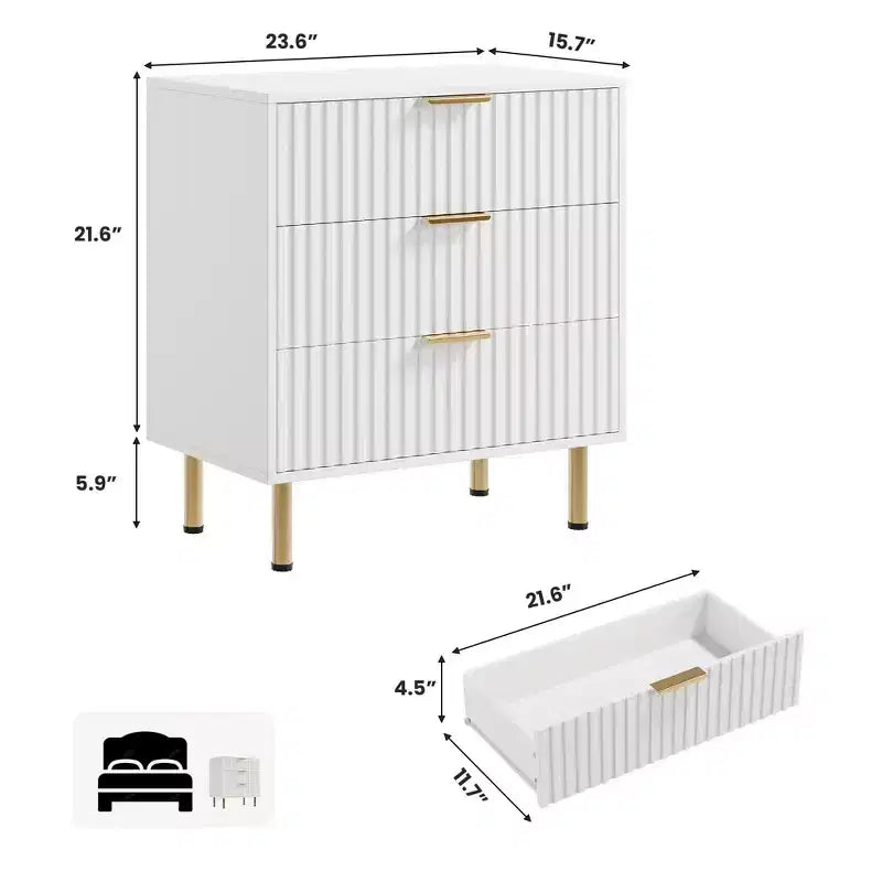 Commode à 5 tiroirs cannelés pour chambre à coucher, commode moderne de 122 cm de haut, organiseur de commode en bois pour salon, couloir, chambre d'enfant