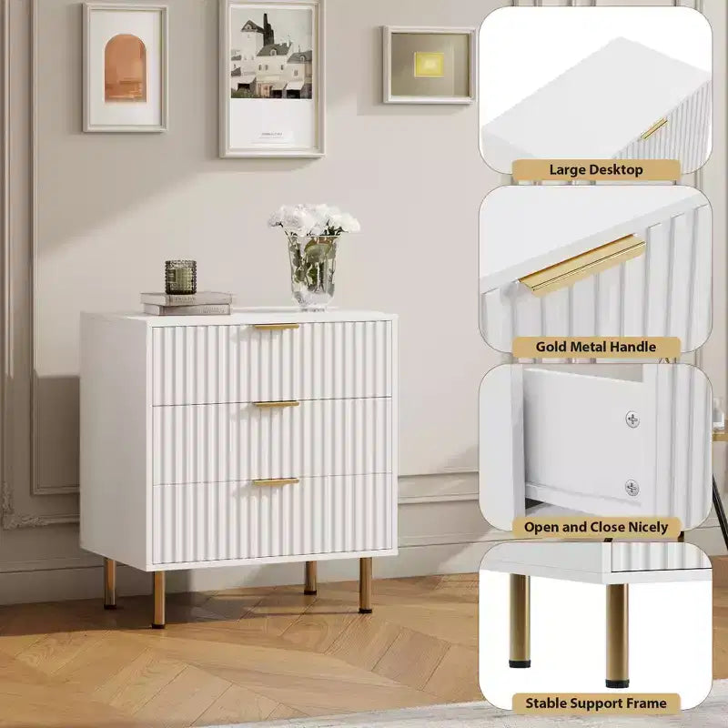 Commode à 5 tiroirs cannelés pour chambre à coucher, commode moderne de 122 cm de haut, organiseur de commode en bois pour salon, couloir, chambre d'enfant