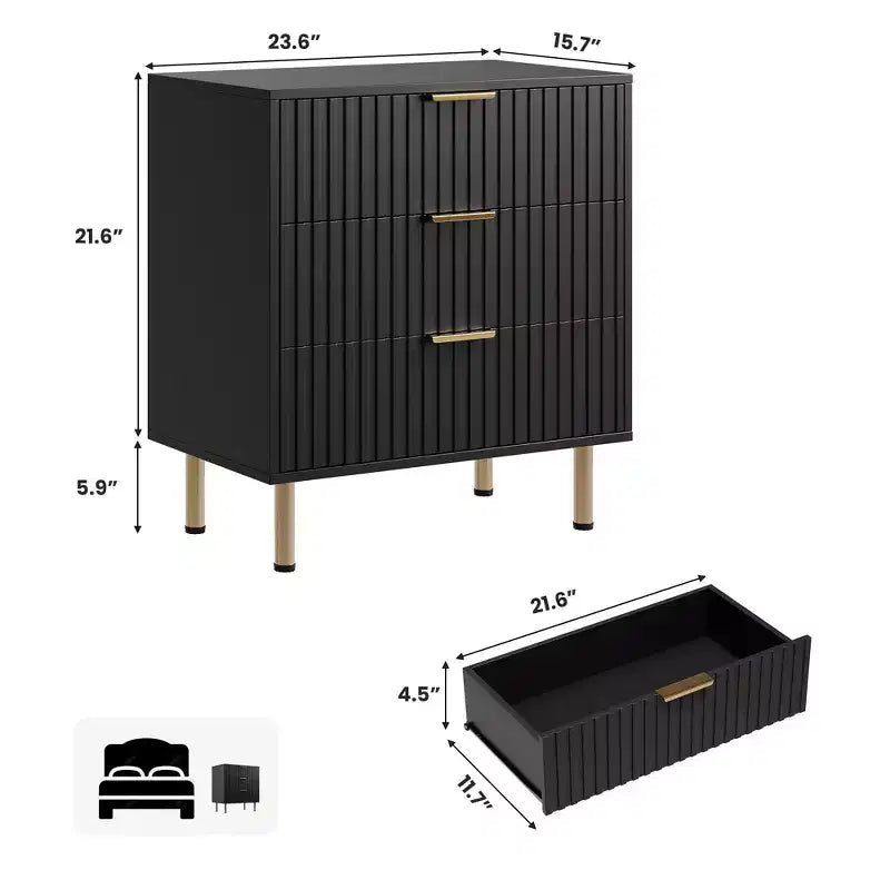 Commode à 5 tiroirs cannelés pour chambre à coucher, commode moderne de 122 cm de haut, organiseur de commode en bois pour salon, couloir, chambre d'enfant