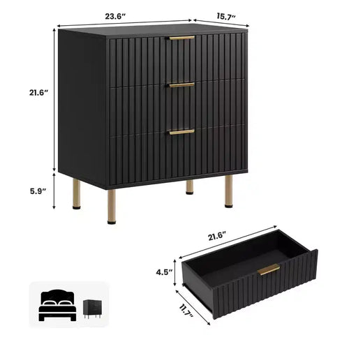 Commode à 5 tiroirs cannelés pour chambre à coucher, commode moderne de 122 cm de haut, organiseur de commode en bois pour salon, couloir, chambre d'enfant