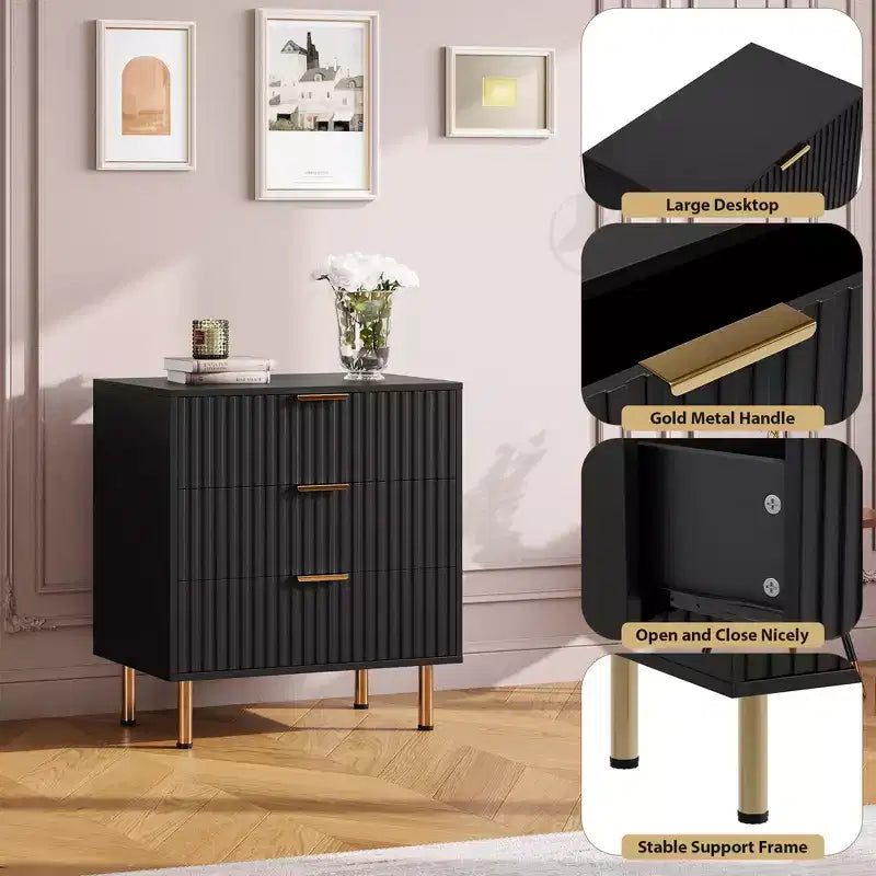 Commode à 5 tiroirs cannelés pour chambre à coucher, commode moderne de 122 cm de haut, organiseur de commode en bois pour salon, couloir, chambre d'enfant