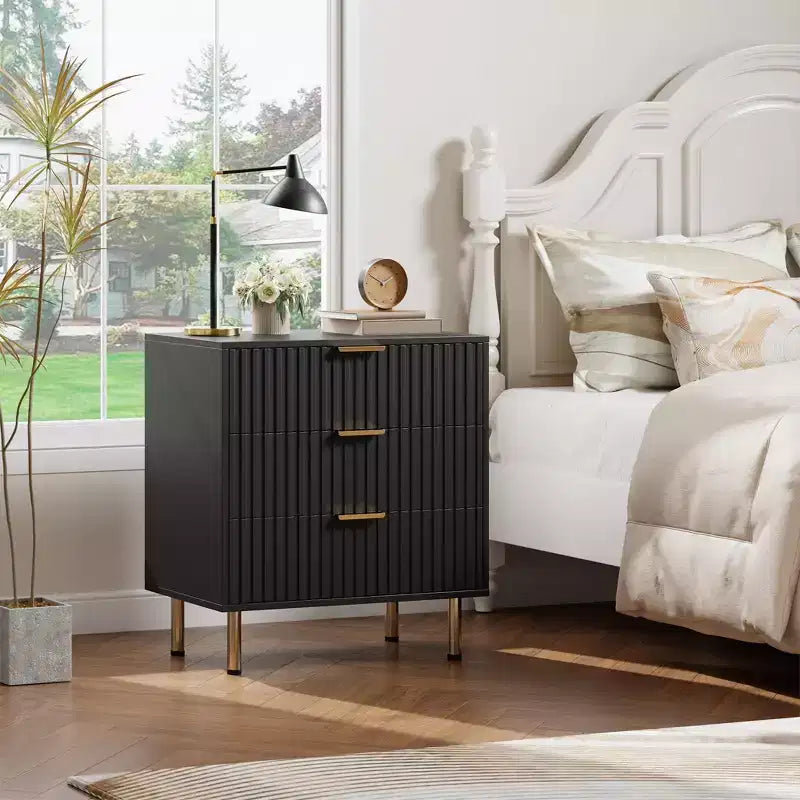 Commode à 5 tiroirs cannelés pour chambre à coucher, commode moderne de 122 cm de haut, organiseur de commode en bois pour salon, couloir, chambre d'enfant