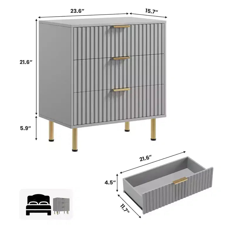 Commode à 5 tiroirs cannelés pour chambre à coucher, commode moderne de 122 cm de haut, organiseur de commode en bois pour salon, couloir, chambre d'enfant