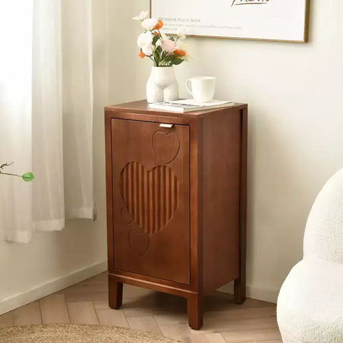 eHemco Kawaii Sweetheart End Table, 16,5 x 14 x 31 pouces, table d'appoint de salon d'intérieur, noyer antique