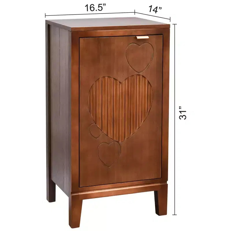 eHemco Kawaii Sweetheart End Table, 16,5 x 14 x 31 pouces, table d'appoint de salon d'intérieur, noyer antique