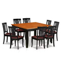 HomeStock 9-Piece Square Black & Cherry Finish Solid Wood Top Dining Table with 8-Chairs