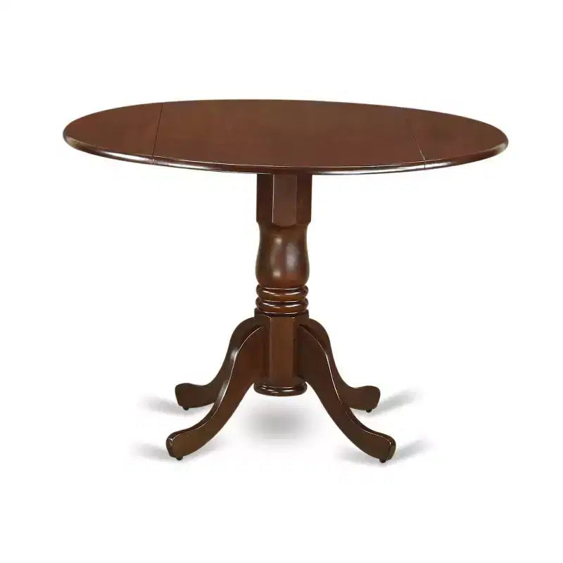 Ensemble de salle à manger rond avec table à rallonges et 2 chaises de salle à manger en lin - Finition acajou