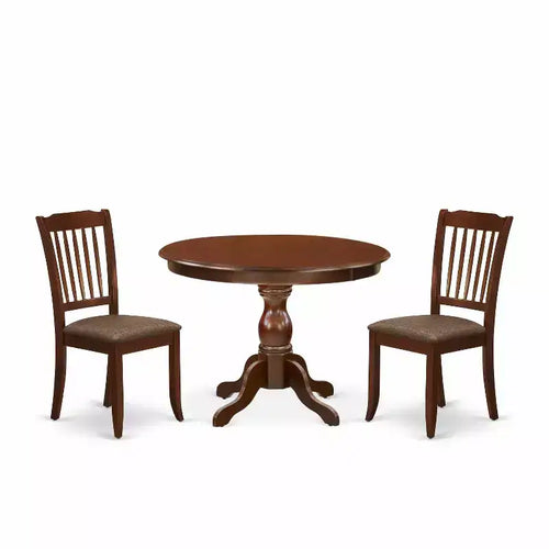3-Piece Mahogany Finish Solid Wood Top - Dining Room Set - Seats 4