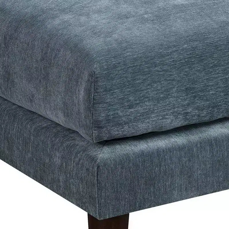 Pouf Modulable Royal Hampton 32 Pouces, Assise Coussins, Pieds en Bois, Tissu Bleu Ardoise