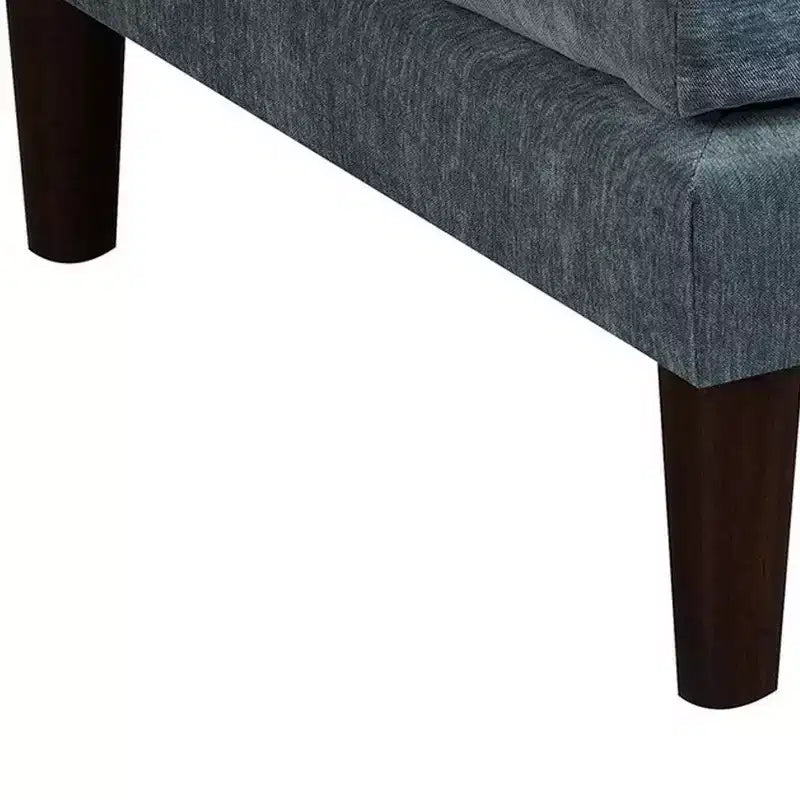 Pouf Modulable Royal Hampton 32 Pouces, Assise Coussins, Pieds en Bois, Tissu Bleu Ardoise