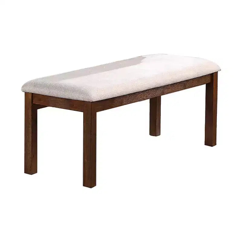 Banc de salle à manger classique Royal Hampton de 48 po en tissu rembourré, en bois de pin, ivoire et marron