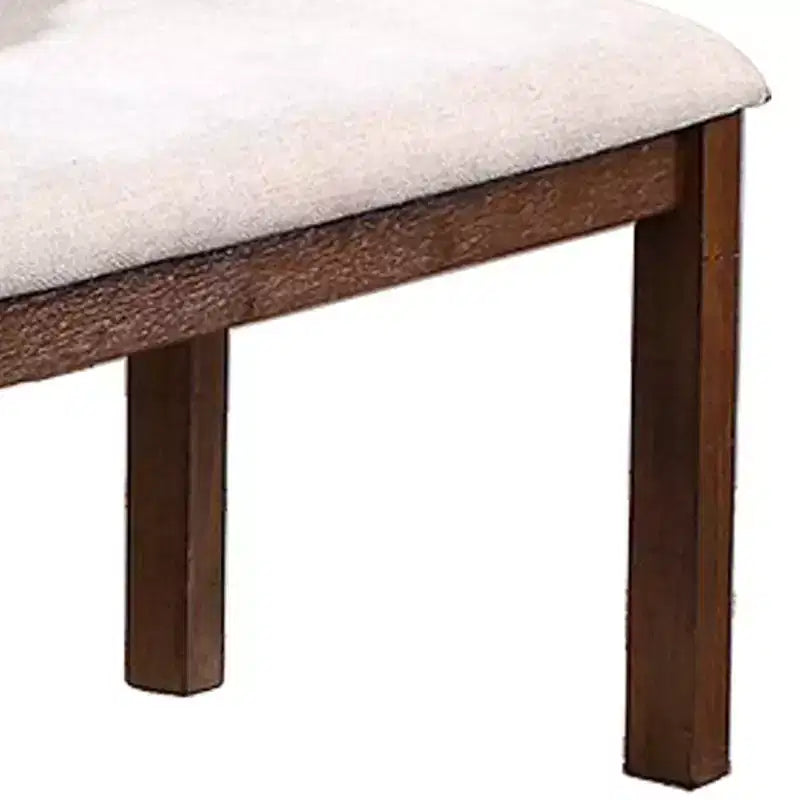 Banc de salle à manger classique Royal Hampton de 48 po en tissu rembourré, en bois de pin, ivoire et marron
