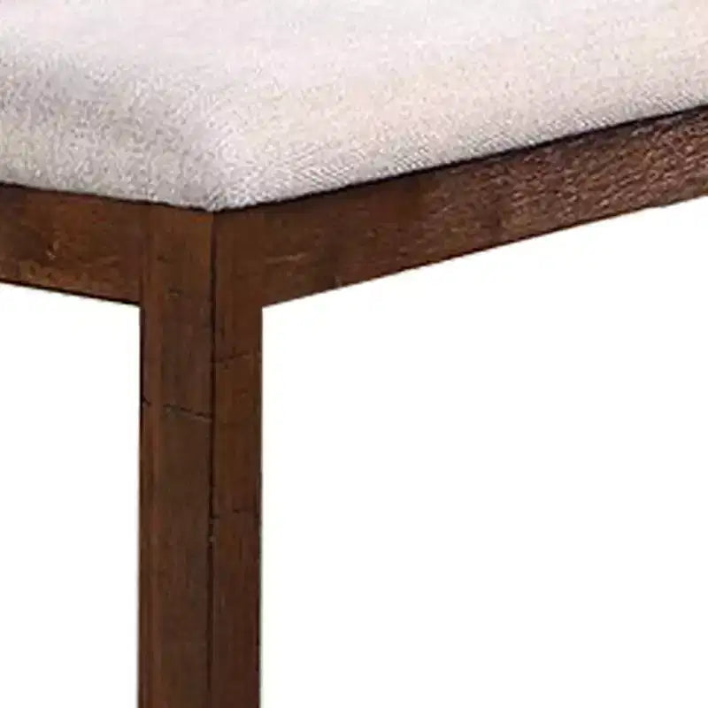 Banc de salle à manger classique Royal Hampton de 48 po en tissu rembourré, en bois de pin, ivoire et marron
