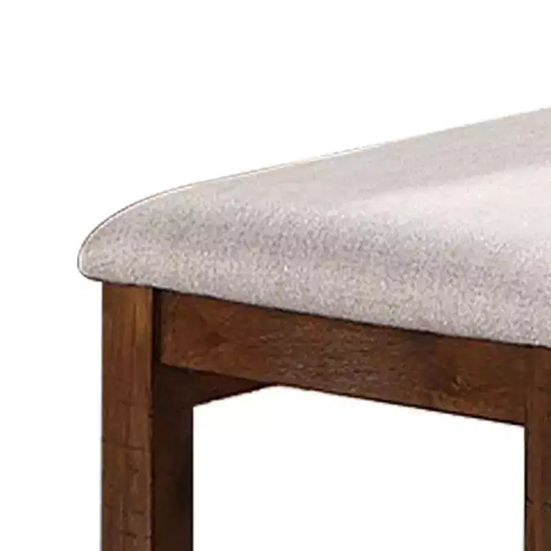 Banc de salle à manger classique Royal Hampton de 48 po en tissu rembourré, en bois de pin, ivoire et marron