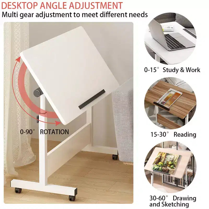 Panneau et tubes en acierBureau pliant pour ordinateur portableBureau debout pour petit espaceÉrable blanc