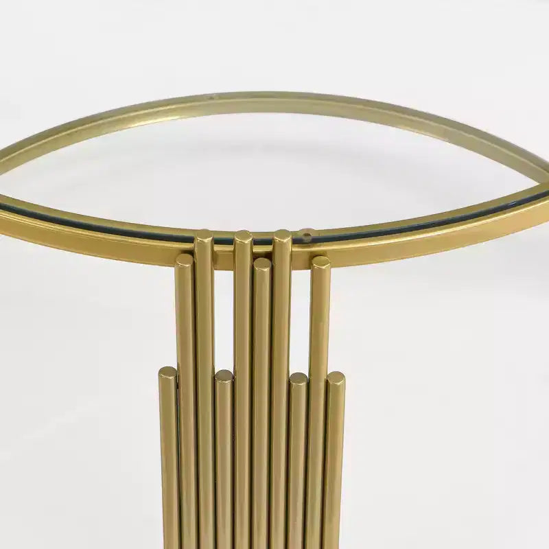 Table basse en verre avec étagère inférieure, table basse ronde moderne en verre avec cadre en métal pour le salon