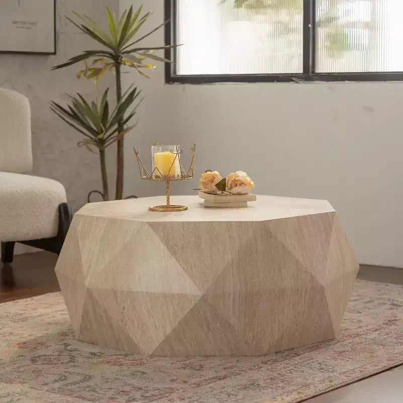 Table basse octogonale moderne, table de salon en bois de sapin pour appartement ou bureau, table d'appoint géométrique de style ferme - Panipeachy