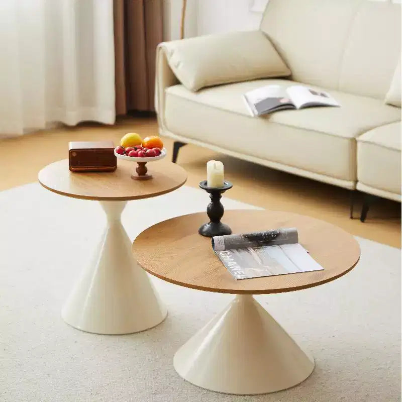 Lot de 2 tables basses rondes, tables d'appoint modernes pour le salon, petite table de chevet avec base robuste, tables basses minimalistes et circulaires