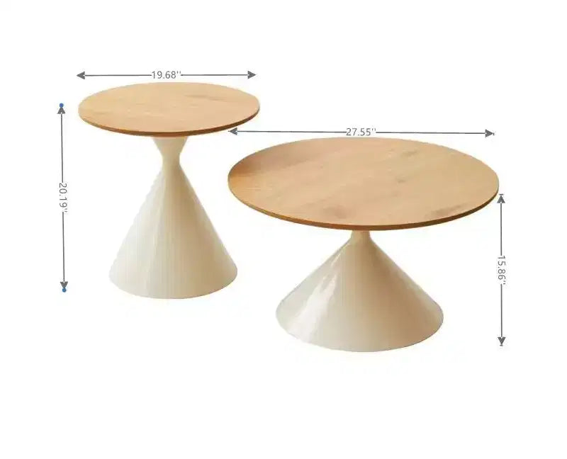 Lot de 2 tables basses rondes, tables d'appoint modernes pour le salon, petite table de chevet avec base robuste, tables basses minimalistes et circulaires