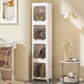 VECELO 2/3/4-Tier Tall Narrow Storage Cabinet, Slim Bathroom Storage Cabinet with Wheels, Narrow Organizer for Small Space or Kitchen, White