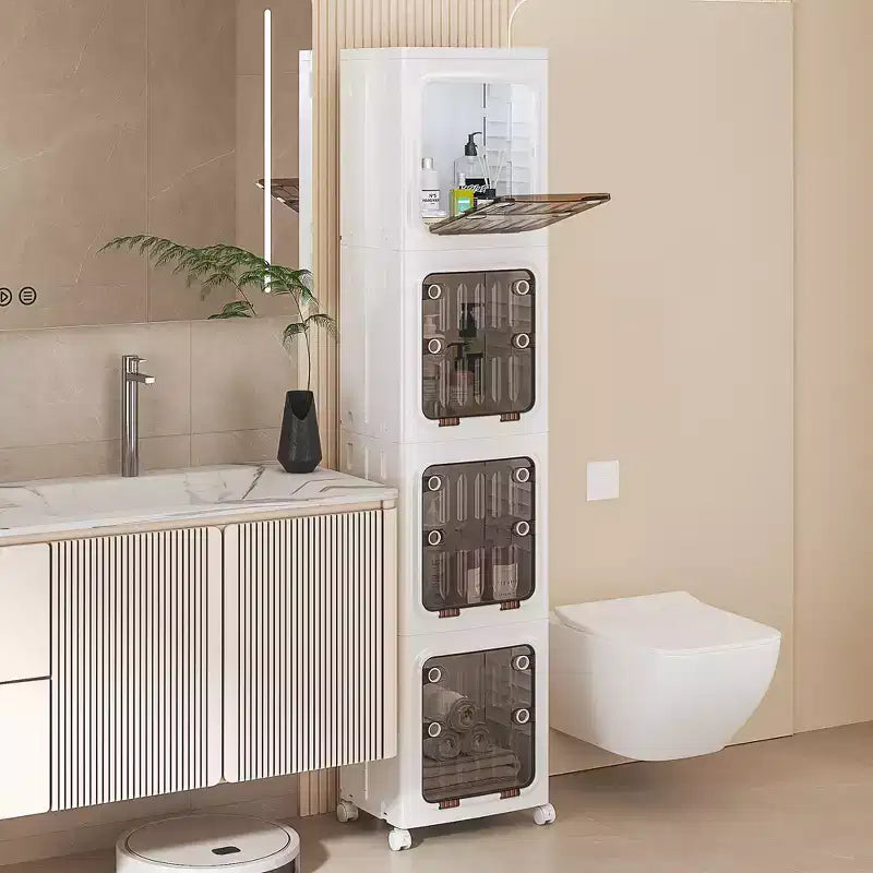 VECELO Armoire de rangement haute et étroite à 2/3/4 niveaux, meuble de salle de bain fin avec roulettes, organisateur étroit pour petits espaces ou cuisine, blanc