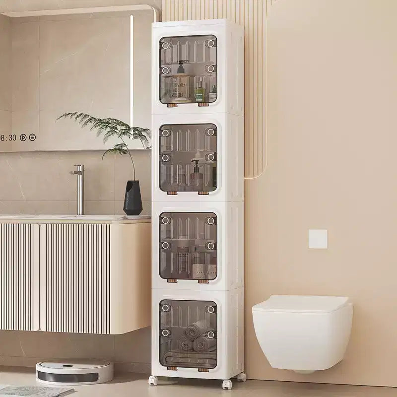 VECELO Armoire de rangement haute et étroite à 2/3/4 niveaux, meuble de salle de bain fin avec roulettes, organisateur étroit pour petits espaces ou cuisine, blanc