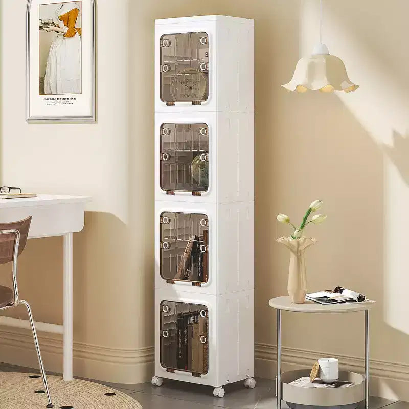 VECELO Armoire de rangement haute et étroite à 2/3/4 niveaux, meuble de salle de bain fin avec roulettes, organisateur étroit pour petits espaces ou cuisine, blanc