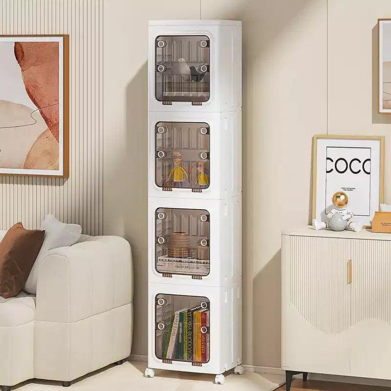 VECELO Armoire de rangement haute et étroite à 2/3/4 niveaux, meuble de salle de bain fin avec roulettes, organisateur étroit pour petits espaces ou cuisine, blanc