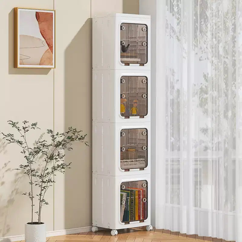 VECELO Armoire de rangement haute et étroite à 2/3/4 niveaux, meuble de salle de bain fin avec roulettes, organisateur étroit pour petits espaces ou cuisine, blanc