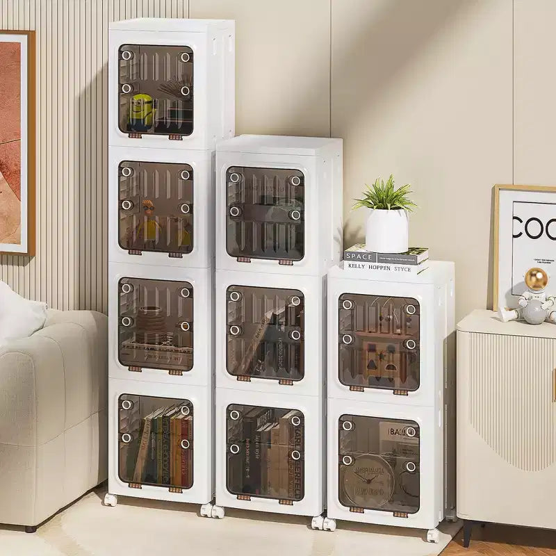 VECELO Armoire de rangement haute et étroite à 2/3/4 niveaux, meuble de salle de bain fin avec roulettes, organisateur étroit pour petits espaces ou cuisine, blanc