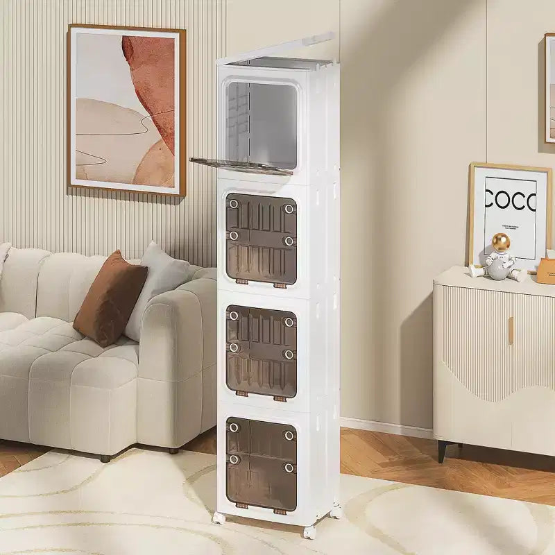 VECELO Armoire de rangement haute et étroite à 2/3/4 niveaux, meuble de salle de bain fin avec roulettes, organisateur étroit pour petits espaces ou cuisine, blanc