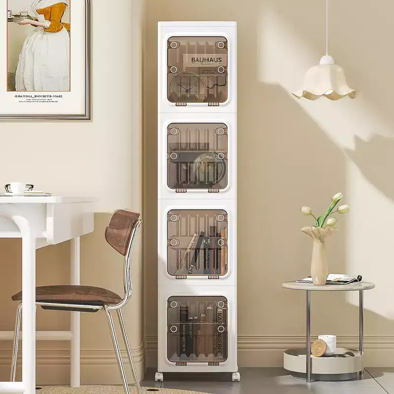 VECELO Armoire de rangement haute et étroite à 2/3/4 niveaux, meuble de salle de bain fin avec roulettes, organisateur étroit pour petits espaces ou cuisine, blanc