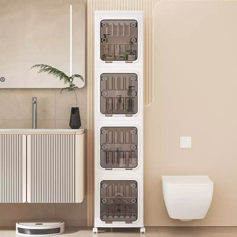 VECELO Armoire de rangement haute et étroite à 2/3/4 niveaux, meuble de salle de bain fin avec roulettes, organisateur étroit pour petits espaces ou cuisine, blanc