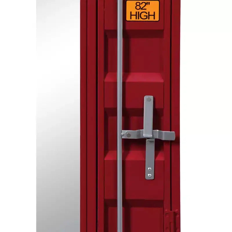 Miroir de courtoisie en métal de style Royal Hampton avec rangement encastré dans la porte, rouge