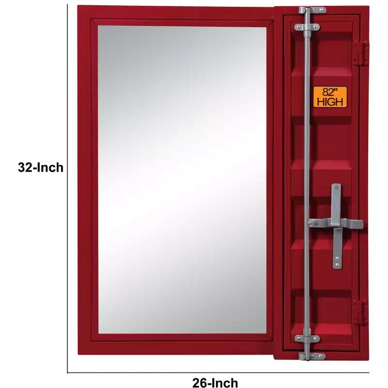 Miroir de courtoisie en métal de style Royal Hampton avec rangement encastré dans la porte, rouge