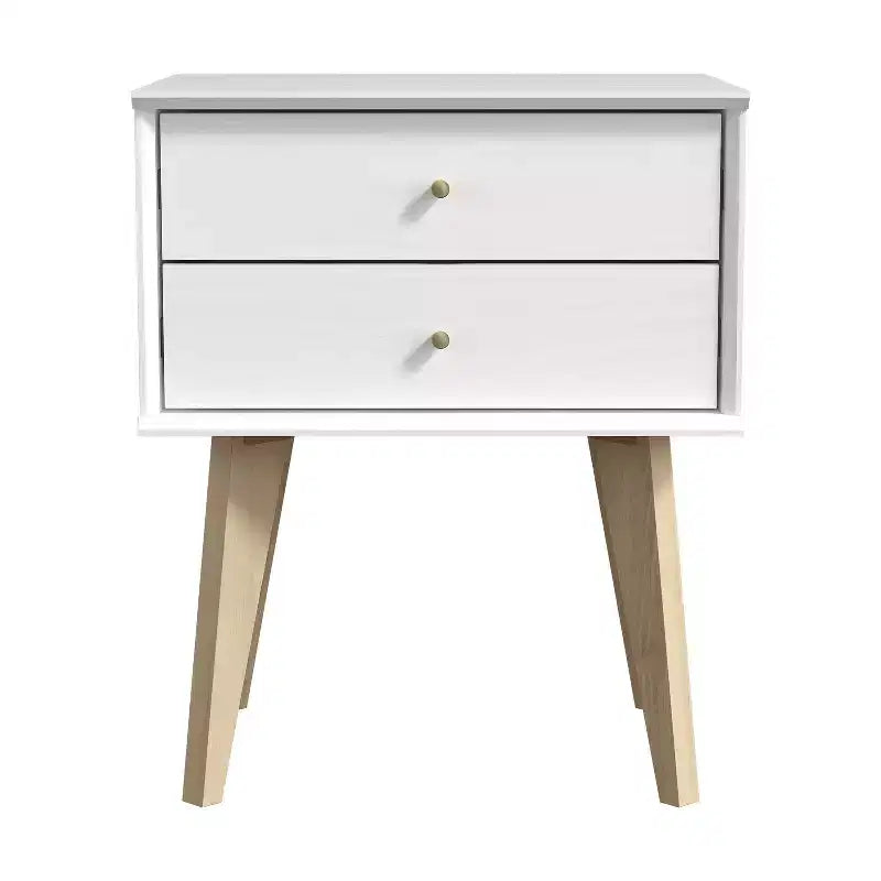 Table de chevet Galano à 2 tiroirs avec pieds inclinés 46 larg. x 36 prof. x 56 haut. (cm)
