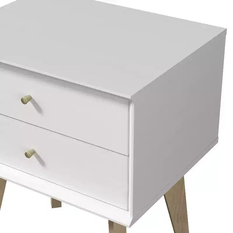Table de chevet Galano à 2 tiroirs avec pieds inclinés 46 larg. x 36 prof. x 56 haut. (cm)