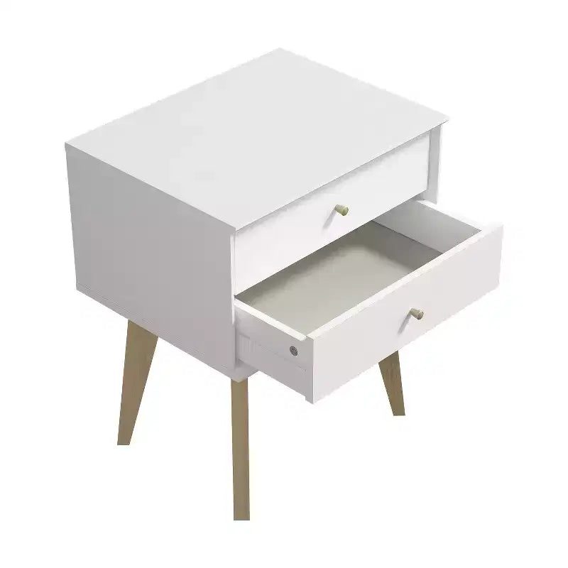 Table de chevet Galano à 2 tiroirs avec pieds inclinés 46 larg. x 36 prof. x 56 haut. (cm)