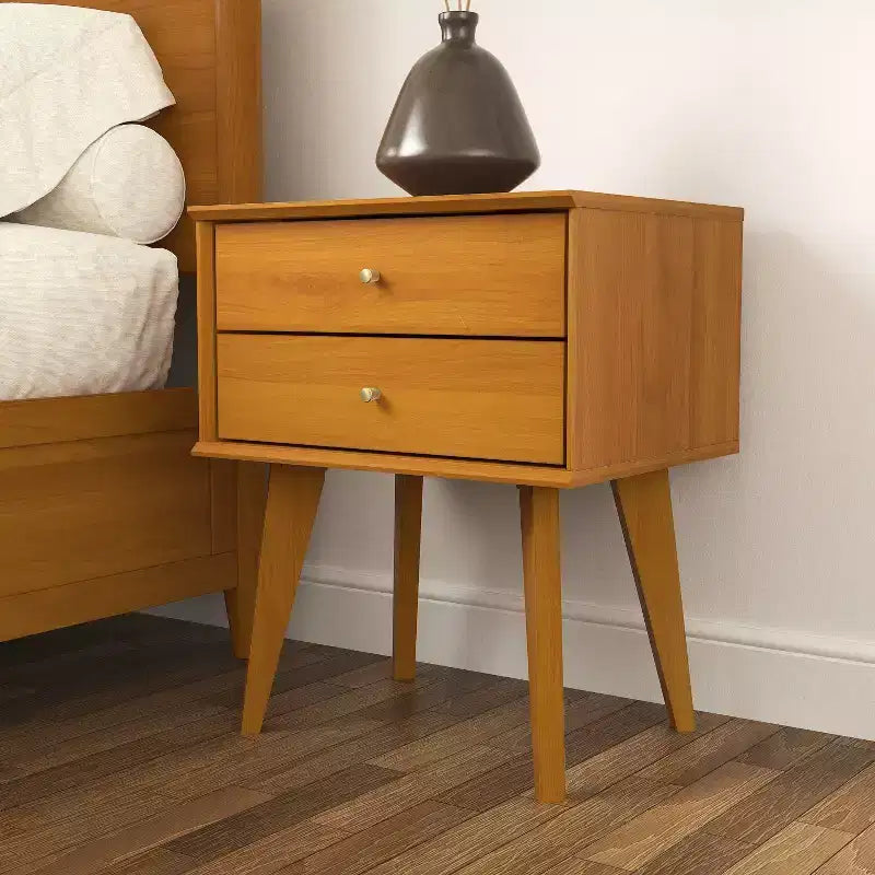Table de chevet Galano à 2 tiroirs avec pieds inclinés 46 larg. x 36 prof. x 56 haut. (cm)