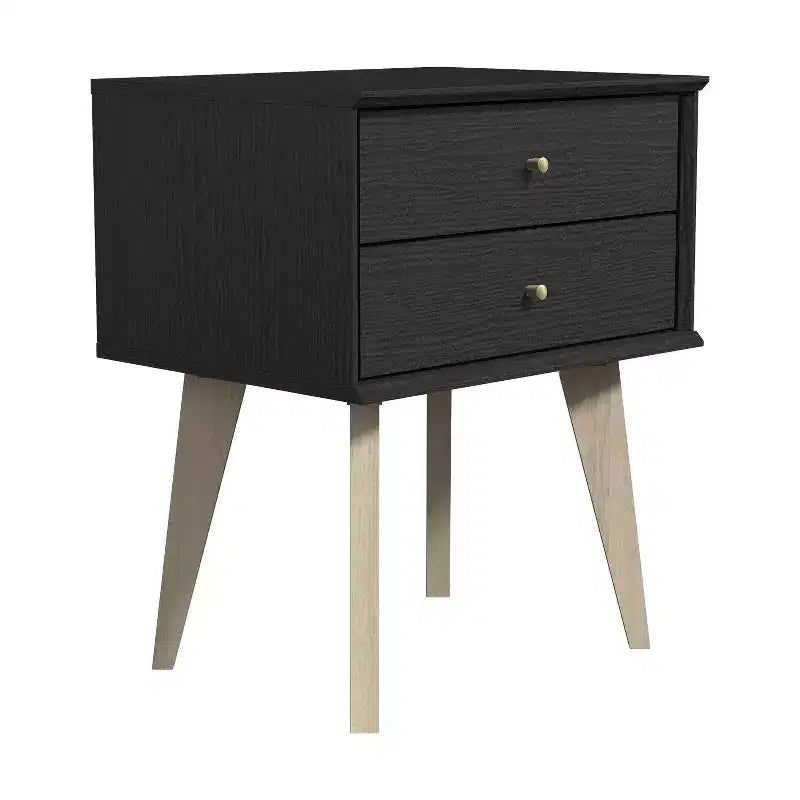 Table de chevet Galano à 2 tiroirs avec pieds inclinés 46 larg. x 36 prof. x 56 haut. (cm)