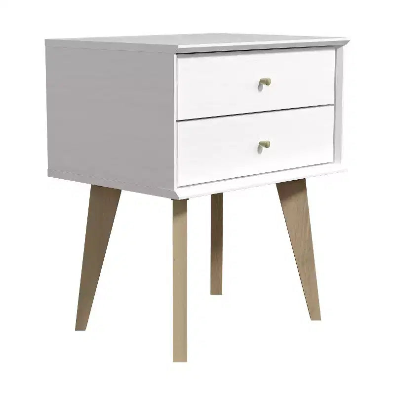 Table de chevet Galano à 2 tiroirs avec pieds inclinés 46 larg. x 36 prof. x 56 haut. (cm)