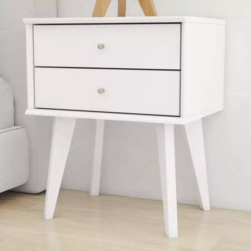 Table de chevet Galano à 2 tiroirs avec pieds inclinés 46 larg. x 36 prof. x 56 haut. (cm)