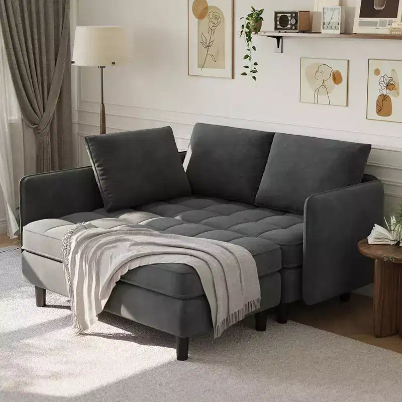 Canapé d'angle en L avec rangement, modulaire 4 places de 191,7 cm avec assises profondes et coussins moelleux, canapé en tissu chenille pour petits espaces