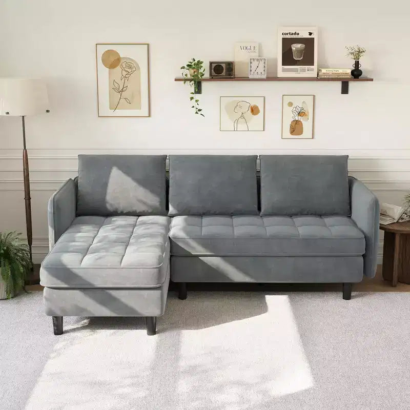 Canapé d'angle en L avec rangement, modulaire 4 places de 191,7 cm avec assises profondes et coussins moelleux, canapé en tissu chenille pour petits espaces