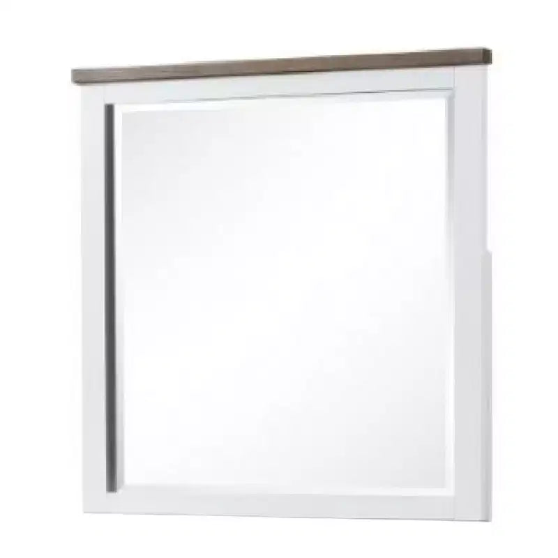 Miroir de commode Royal Hampton, cadre en pin blanc, plateau marron foncé, 91 cm